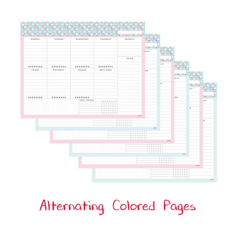 Peachly Undated Desk Planner Pad - 52 Pages Weekly Notepad with To Do List and Habit Tracker | Weekly Desk Pad Tear Off for Organization (Ice Cream) - Image 5